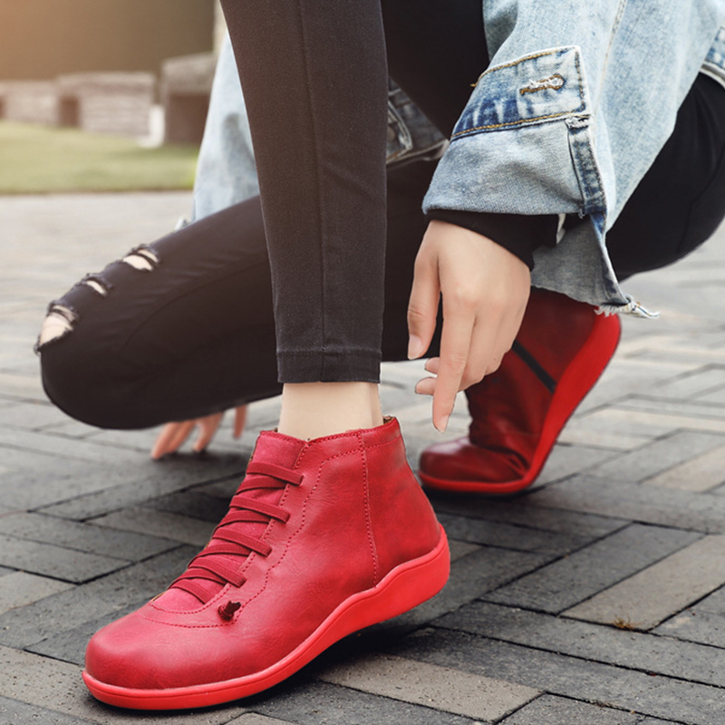Comelyy Premium Lace-Up Ankle Boots, Genuine Comfy Leather Boots