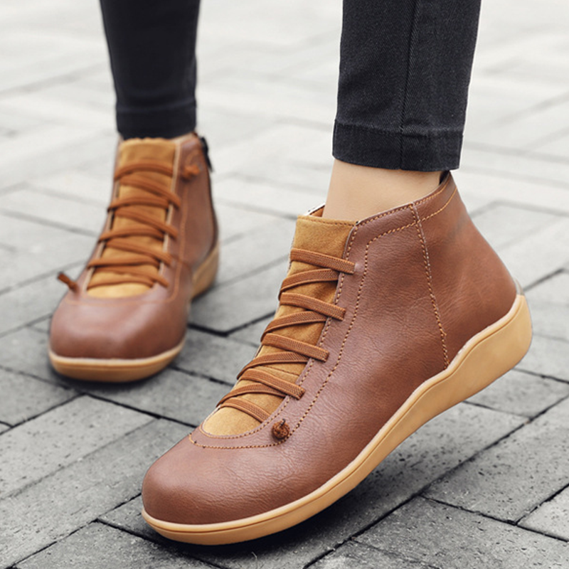 Comelyy Premium Lace-Up Ankle Boots, Genuine Comfy Leather Boots