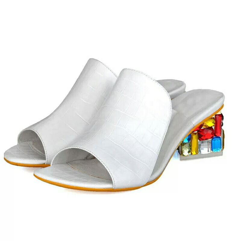 Comelyy Women's shoes chunky heel flip flops color medium heel sandals and slippers