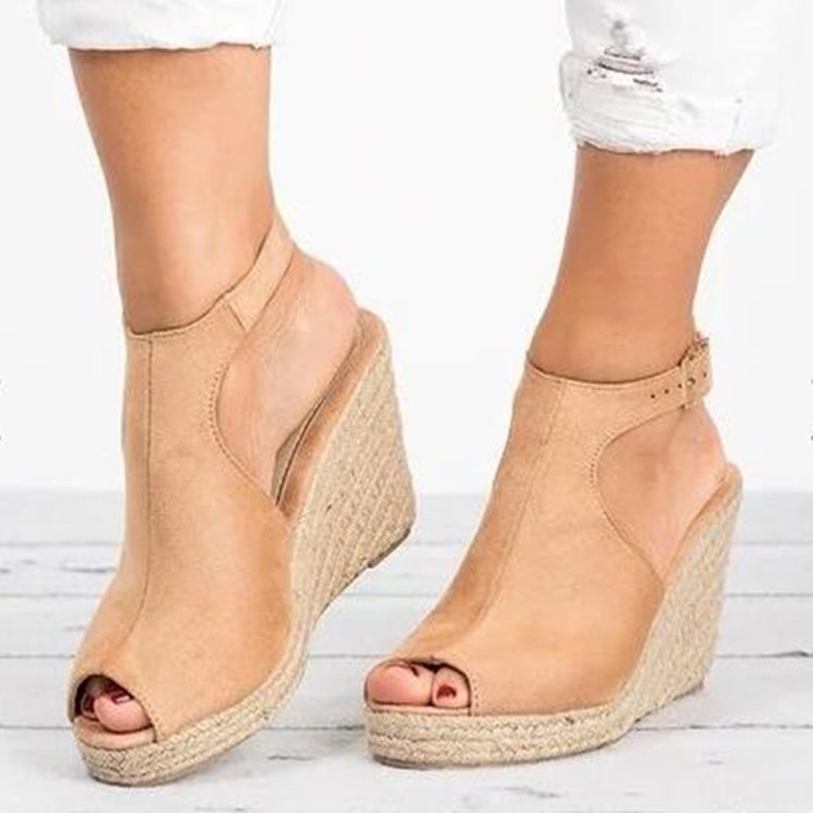 Comelyy Thick sole wedge heel fish mouth sandals women's casual sandals