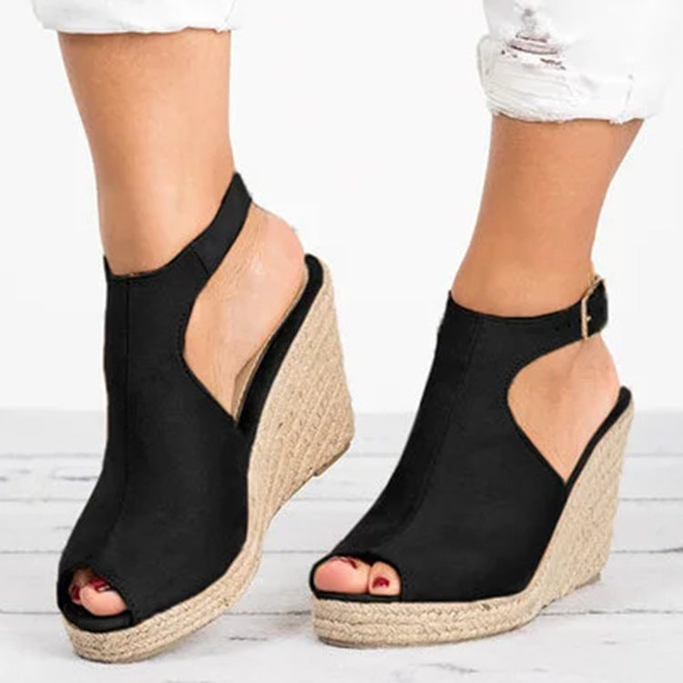 Comelyy Thick sole wedge heel fish mouth sandals women's casual sandals