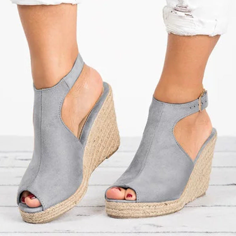 Comelyy Thick sole wedge heel fish mouth sandals women's casual sandals