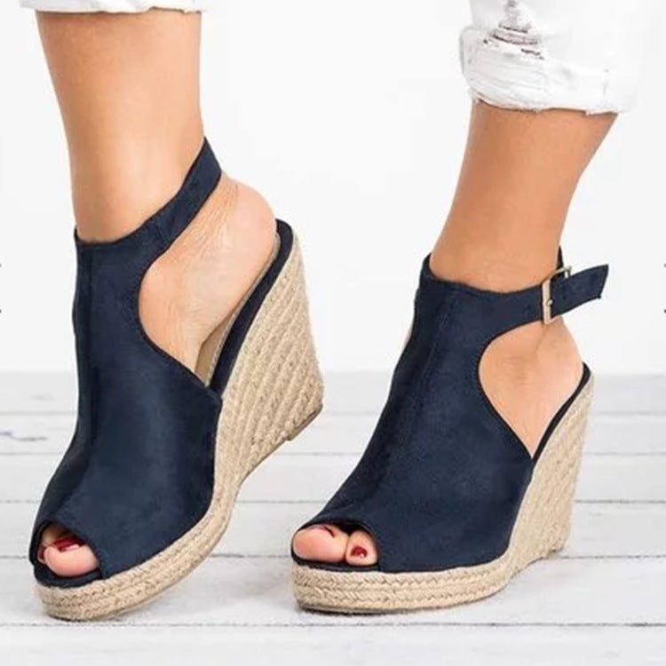 Comelyy Thick sole wedge heel fish mouth sandals women's casual sandals