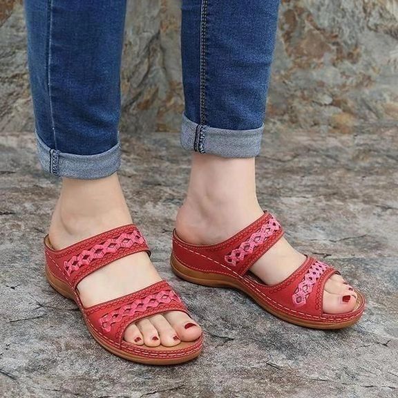 Comelyy Premium Faux Leather Embroidery Women Sandals