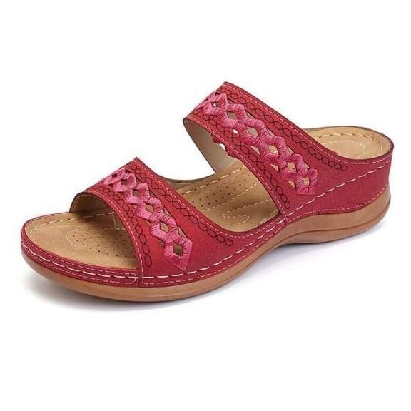 Comelyy Premium Faux Leather Embroidery Women Sandals