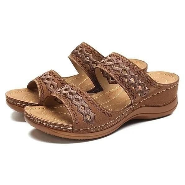 Comelyy Premium Faux Leather Embroidery Women Sandals