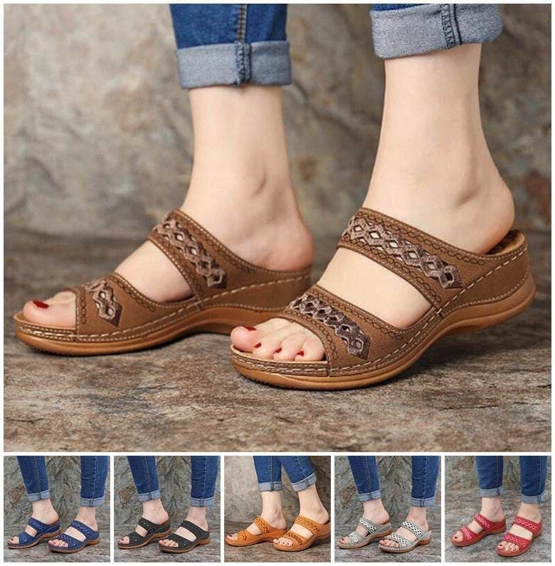 Comelyy Premium Faux Leather Embroidery Women Sandals