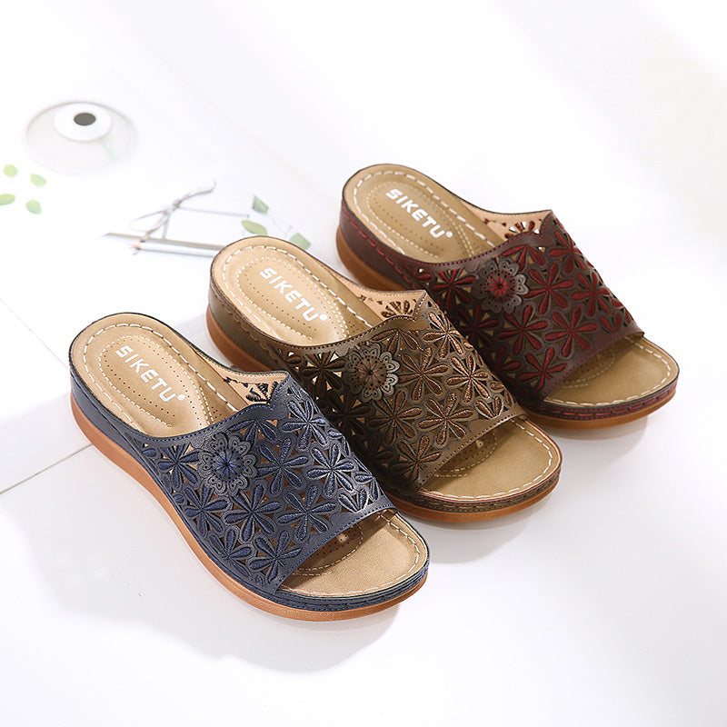 Comelyy Leather Embroidery Women Sandals