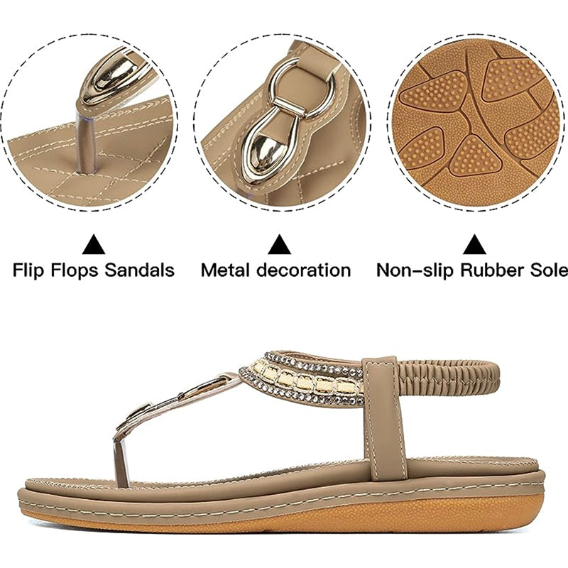 Comelyy women's sandals beach beach rhinestone flats