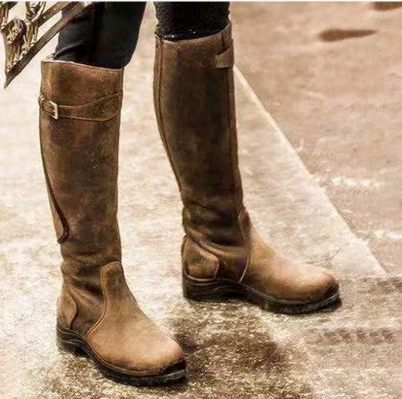 Comelyy Women's flat leather boots