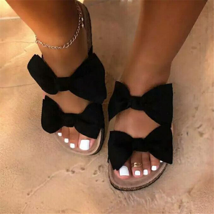 Comelyy Spring and summer new women's outerwear bowknot flat sandals and slippers