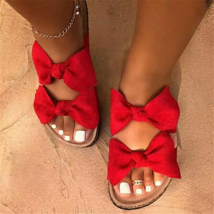 Comelyy Spring and summer new women's outerwear bowknot flat sandals and slippers