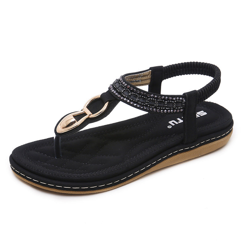 Comelyy women's sandals beach beach rhinestone flats