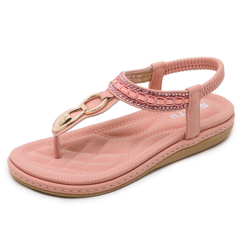 Comelyy women's sandals beach beach rhinestone flats