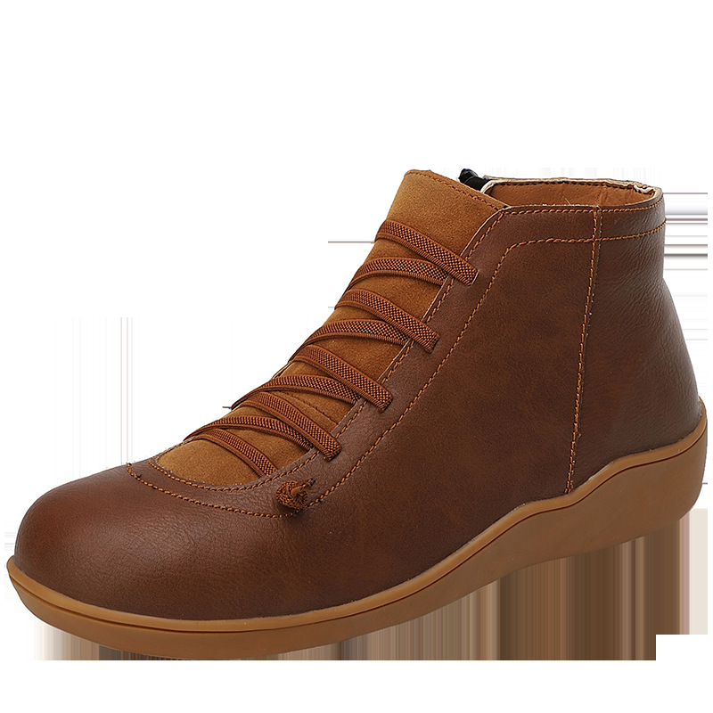 Comelyy Premium Lace-Up Ankle Boots, Genuine Comfy Leather Boots