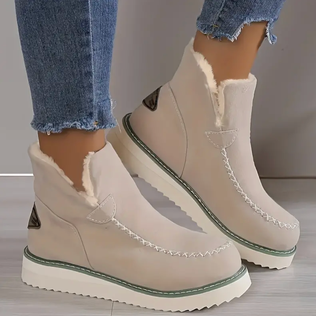 Comelyy Stay Warm and Cozy Round Toe Slip On Plush Lined Snow Boots