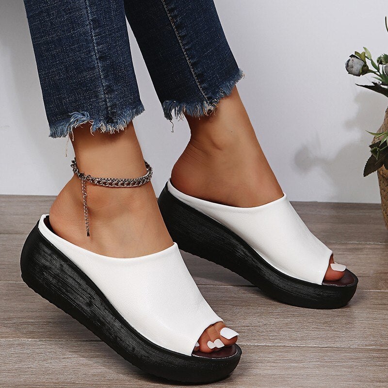 Comelyy Ladies Leather Sole Slippers