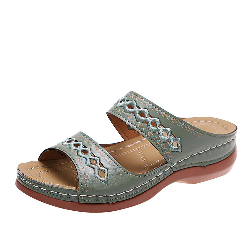 Comelyy Slippers non-slip round toe wedge comfortable sandals