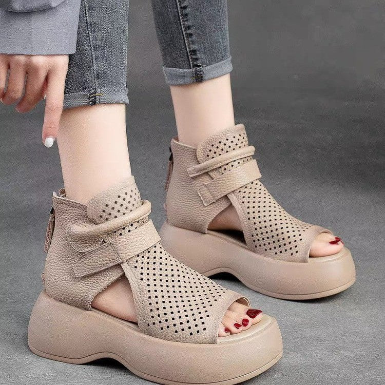 Comelyy Retro Sandals Hollow Breathable Thick Sole Comfortable Women's Shoes