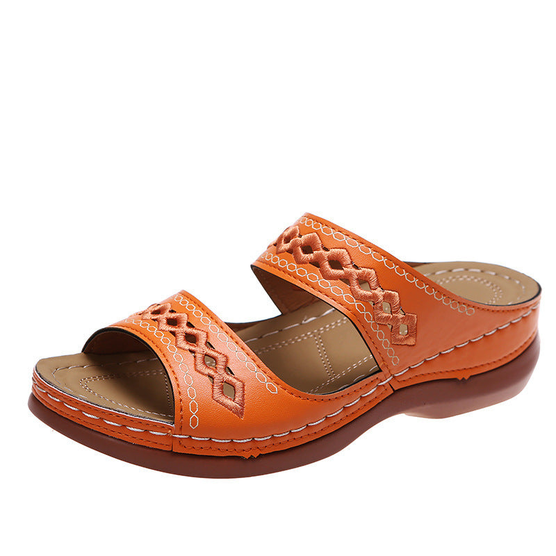 Comelyy Slippers non-slip round toe wedge comfortable sandals