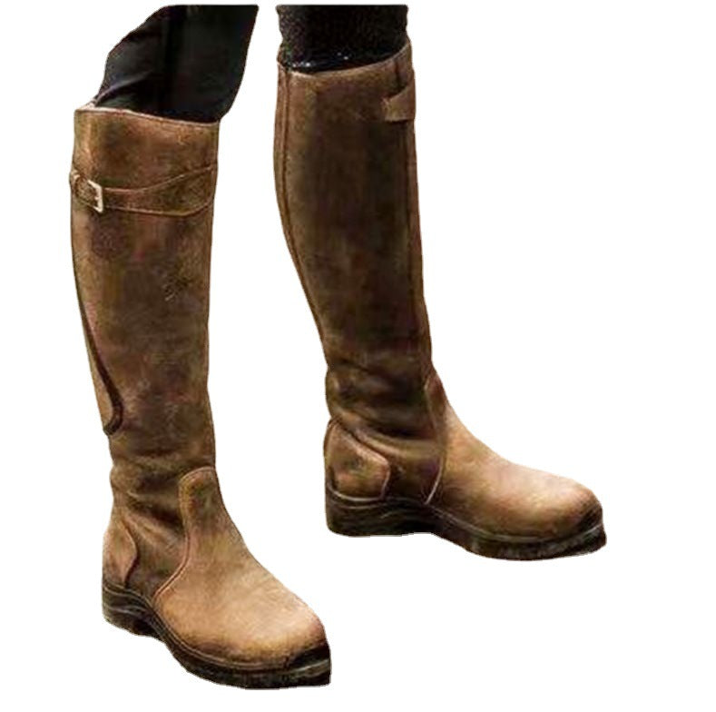 Comelyy Women's flat leather boots