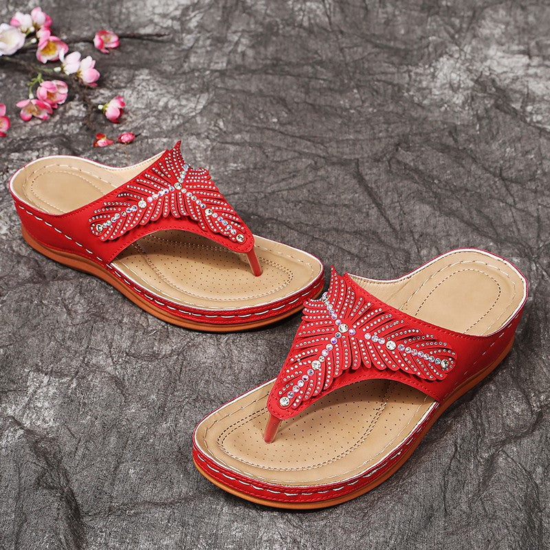 Comelyy Flip-flops sandals casual wedge slippers
