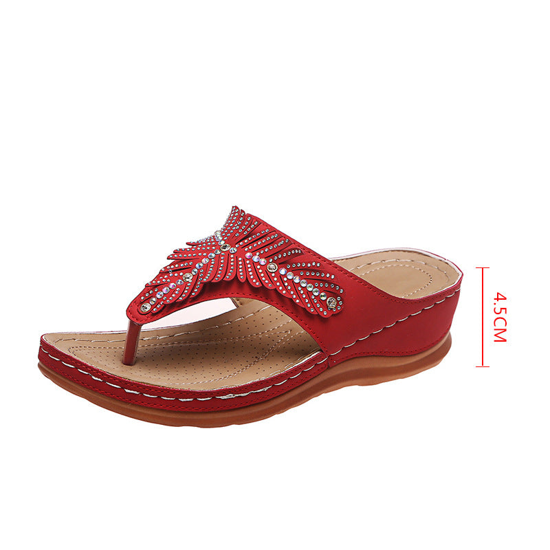 Comelyy Flip-flops sandals casual wedge slippers