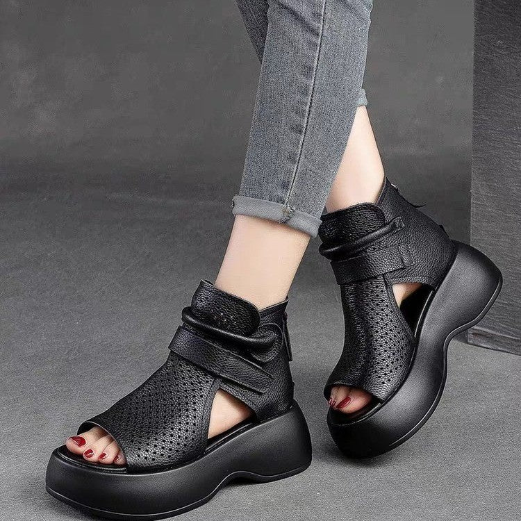Comelyy Retro Sandals Hollow Breathable Thick Sole Comfortable Women's Shoes