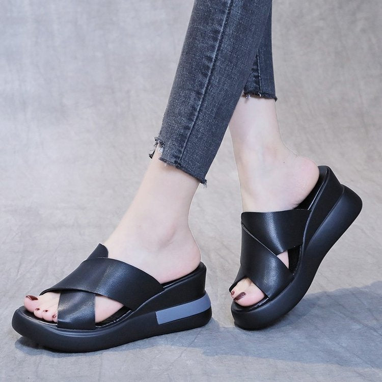 Comelyy Women's platform platform wedge sandals with buckle