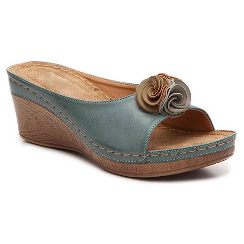 Comelyy Flower sandals platform platform wedge heel women's slippers
