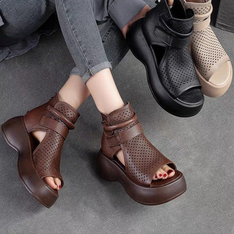 Comelyy Retro Sandals Hollow Breathable Thick Sole Comfortable Women's Shoes