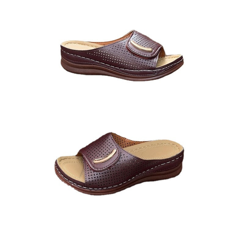 Comelyy Wedge casual sandals and slippers women 2023 new thick bottom hollow