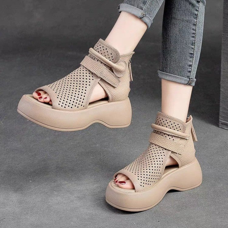 Comelyy Retro Sandals Hollow Breathable Thick Sole Comfortable Women's Shoes