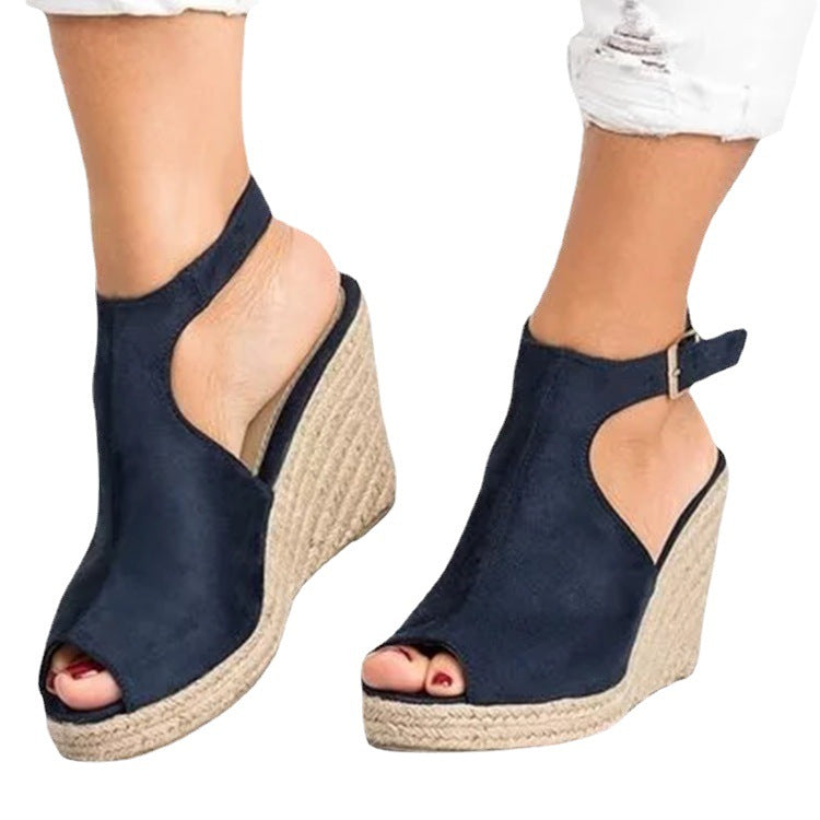 Comelyy Thick sole wedge heel fish mouth sandals women's casual sandals
