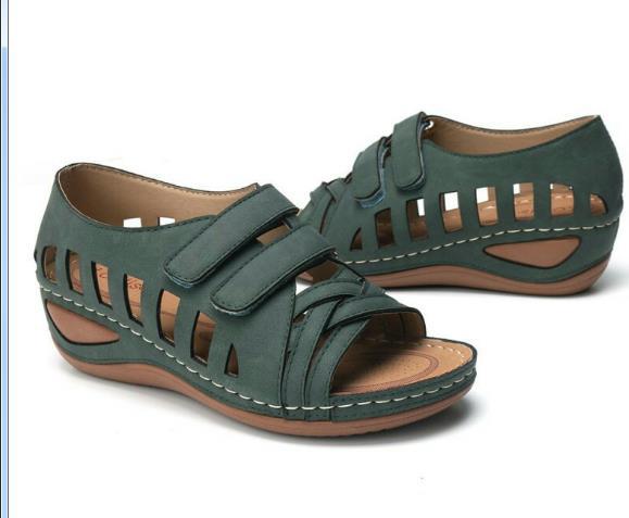 Comelyy sandals new wedge heel hollow Roman fish mouth women's sandals
