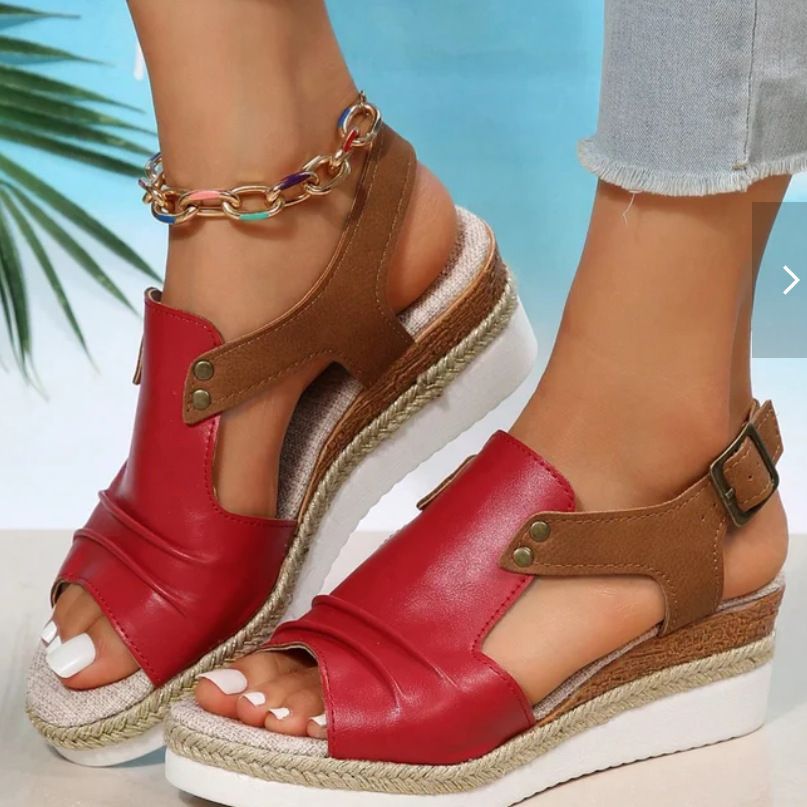 Comelyy Flat Wedge Fish Mouth Casual Strap Sandals for Women