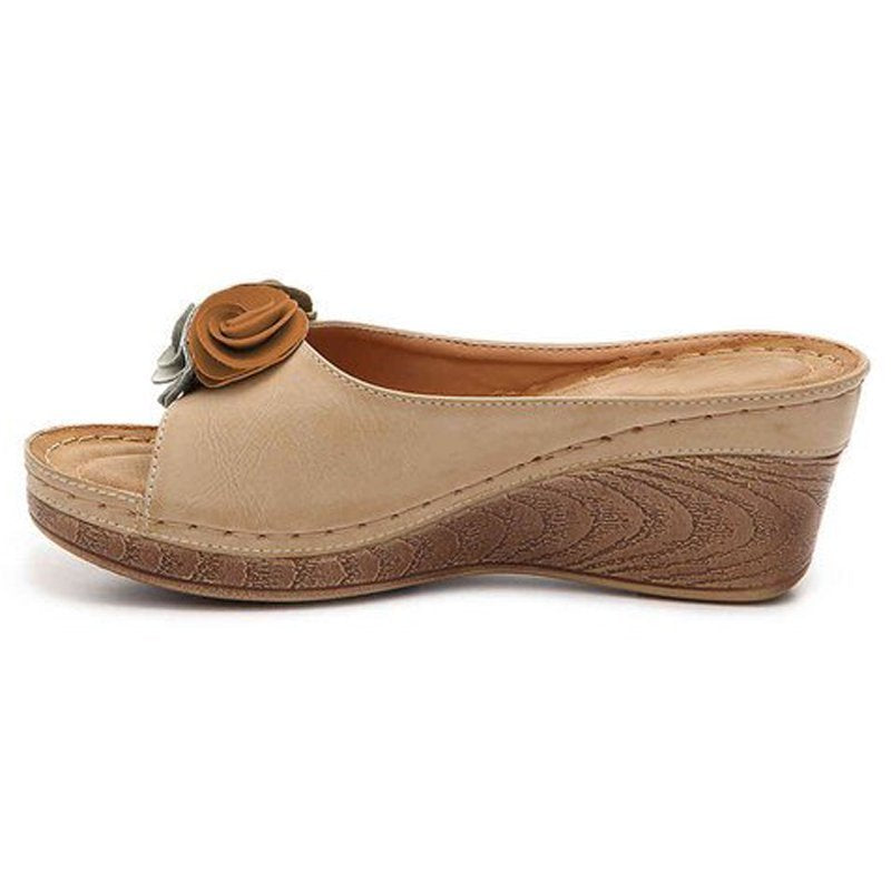 Comelyy Flower sandals platform platform wedge heel women's slippers