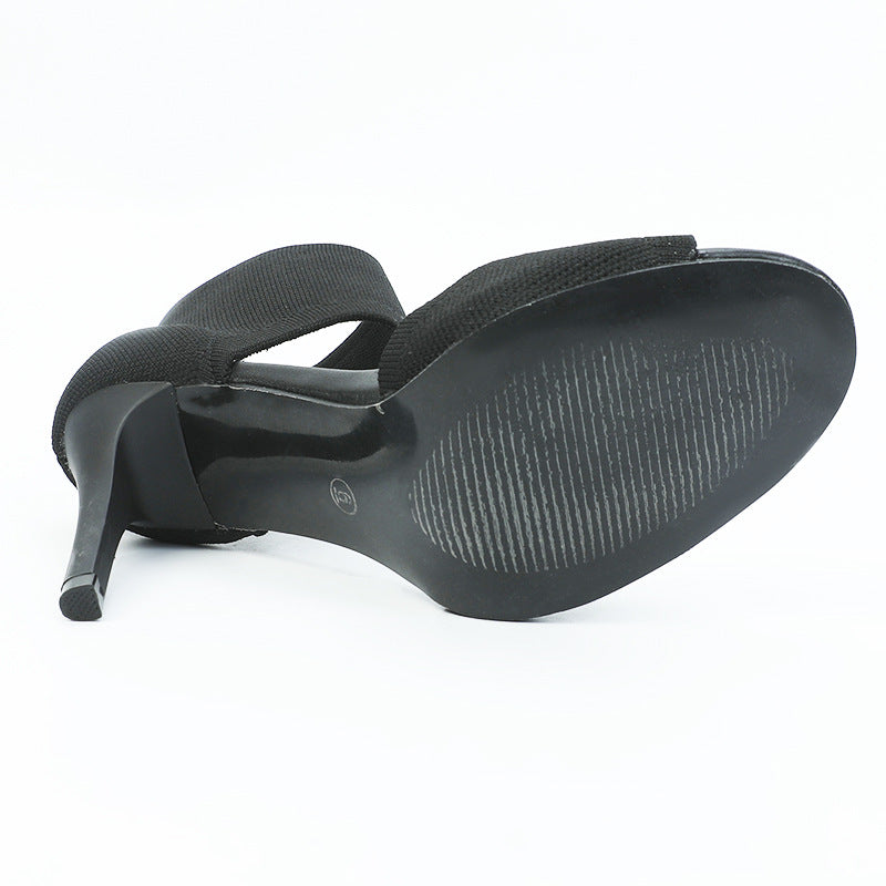 Comelyy new women's shoes comfortable super high-heeled thin black stiletto fish mouth sandals