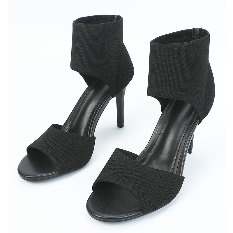 Comelyy new women's shoes comfortable super high-heeled thin black stiletto fish mouth sandals