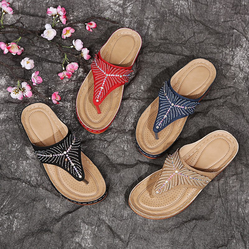 Comelyy Flip-flops sandals casual wedge slippers
