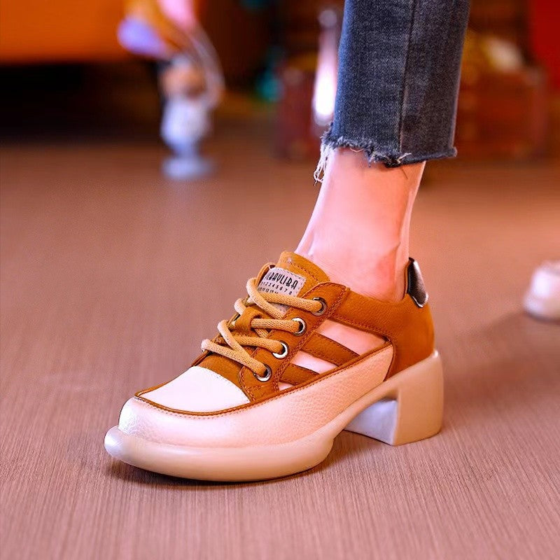 Comelyy Round toe fashion high-top sandals women's lace-up casual hollow sandals