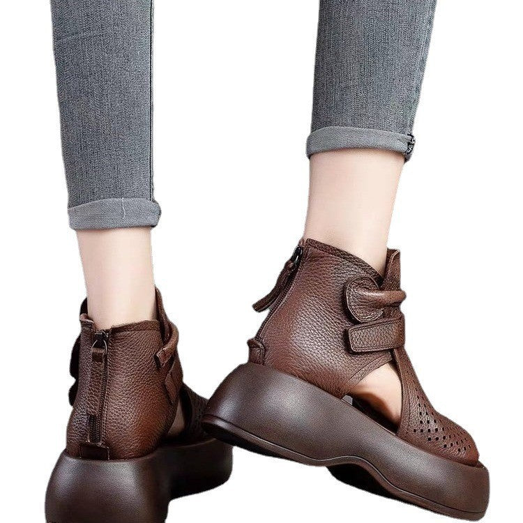 Comelyy Retro Sandals Hollow Breathable Thick Sole Comfortable Women's Shoes