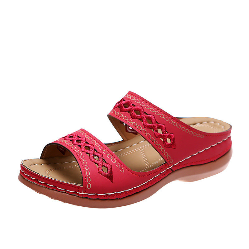 Comelyy Slippers non-slip round toe wedge comfortable sandals