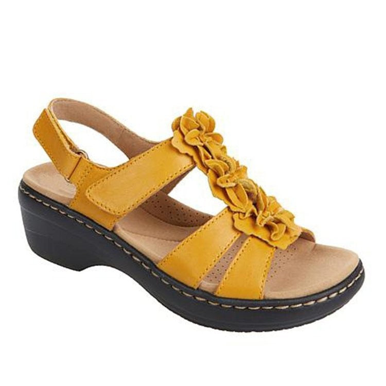 Comelyy Hollow wedge fish mouth buckle casual sandals