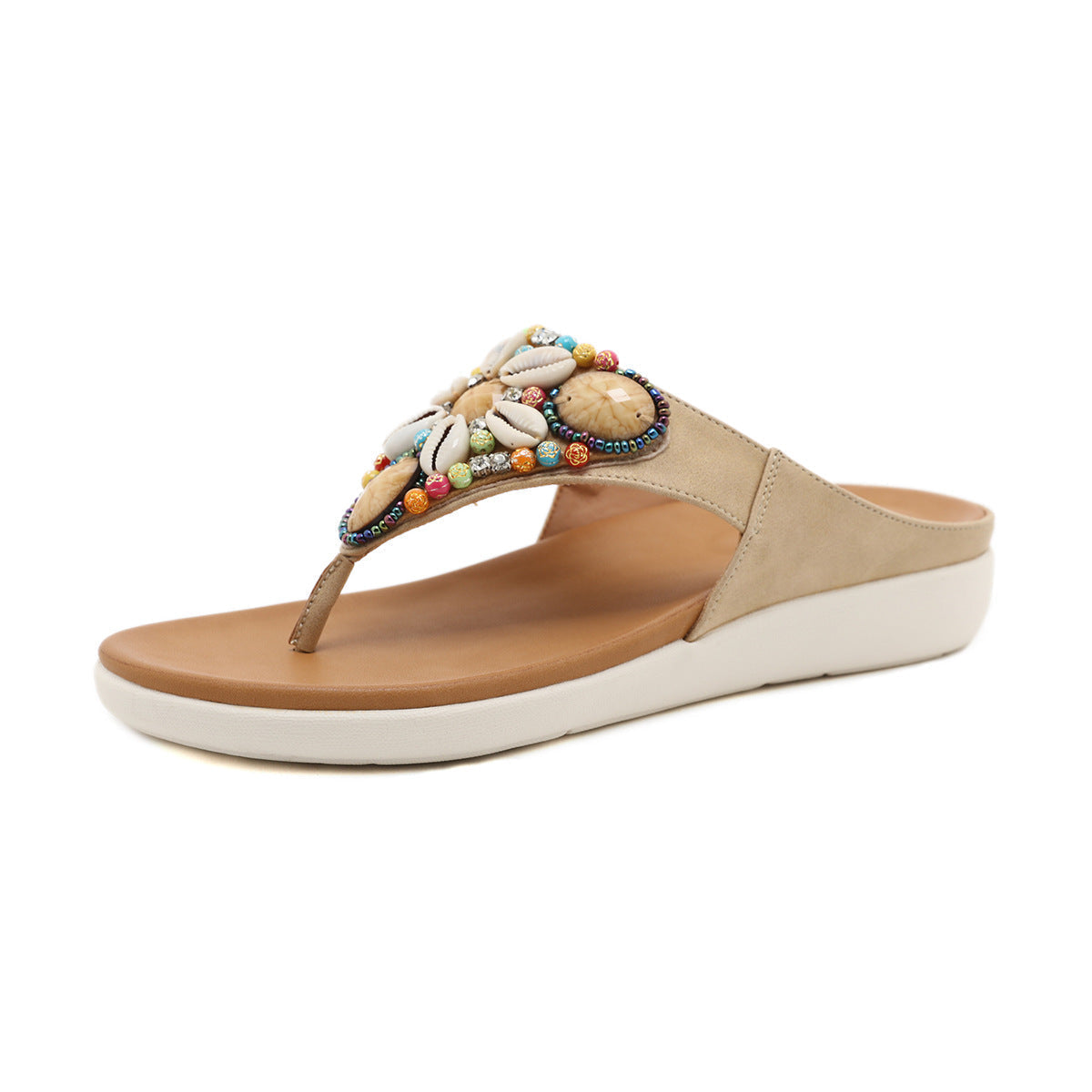 Comelyy Ethnic Beach Bohemian Retro Beaded Shell Sandals
