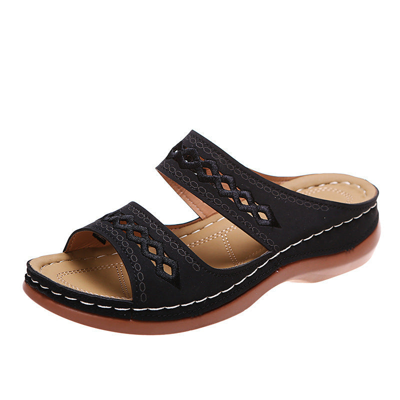 Comelyy Slippers non-slip round toe wedge comfortable sandals