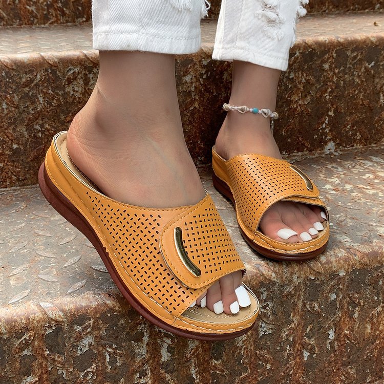 Comelyy Wedge casual sandals and slippers women 2023 new thick bottom hollow