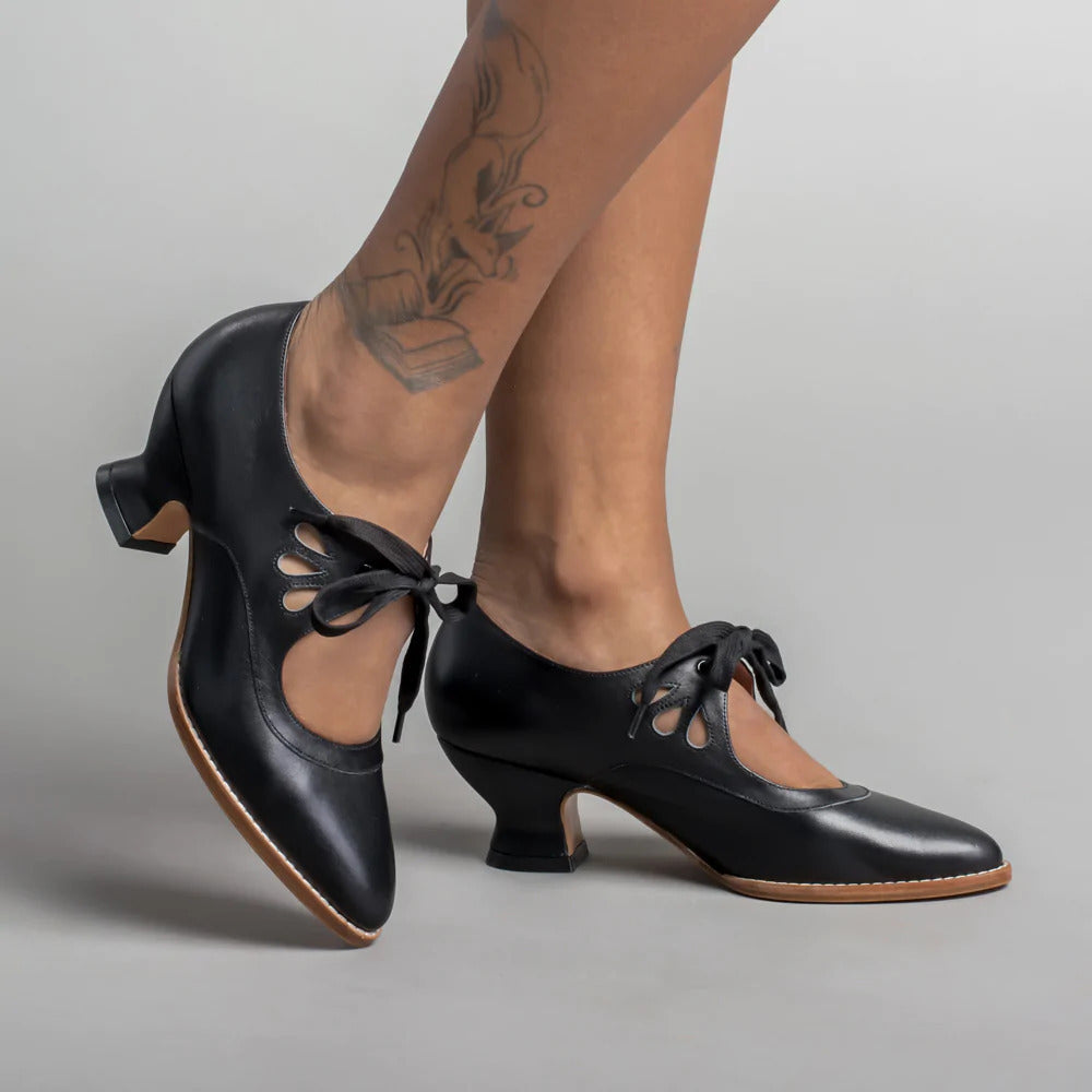Comelyy Women's hollow high-heeled lace-up casual shoes