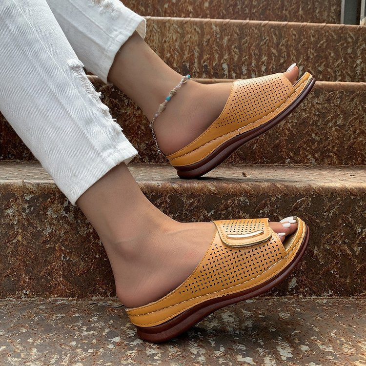 Comelyy Wedge casual sandals and slippers women 2023 new thick bottom hollow
