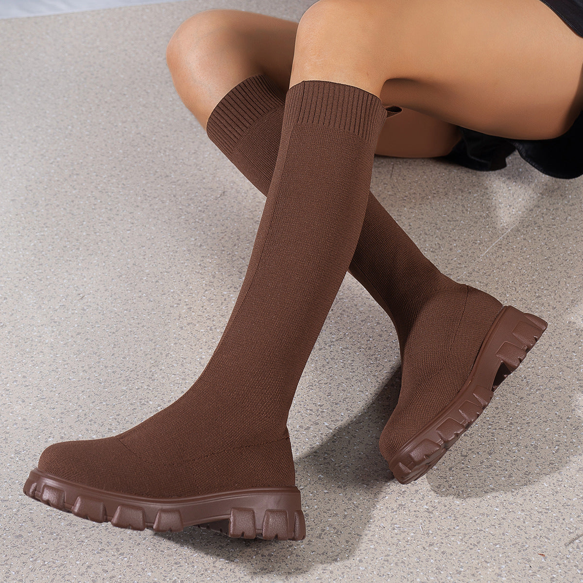 Comelyy Thick-soled knitted boots over-the-knee boots